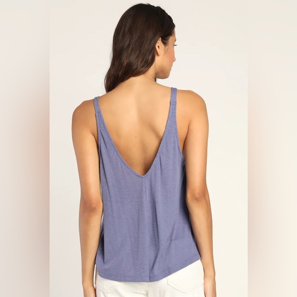 Free People Dani Periwinkle Blue Ribbed Tank Top XS - Picture 3 of 6